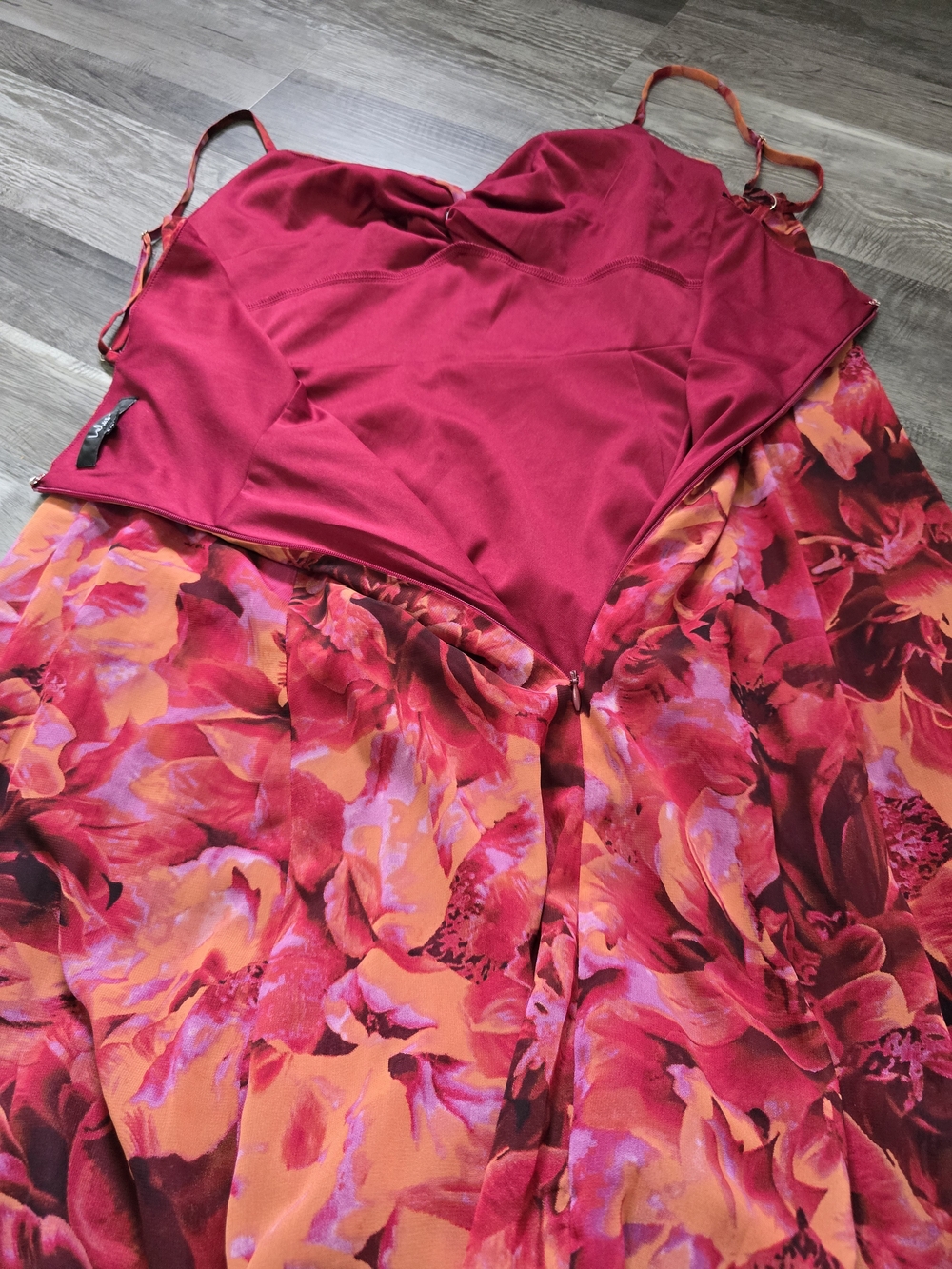 Lulus Beautiful Soul Burgundy Floral Print Twist-Front long Maxi Dress xl - Picture 10 of 12